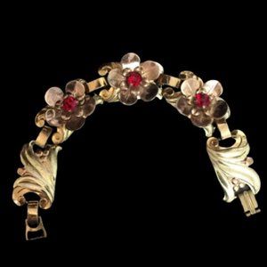 Vintage 1940's Retro Modern Sterling Flower Bracelet